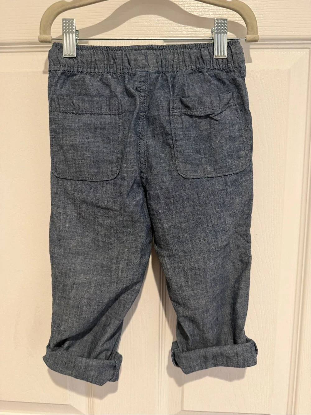 Baby GAP Chambray Pull On Roll Tab Pants Blue Cotton Boys 4T